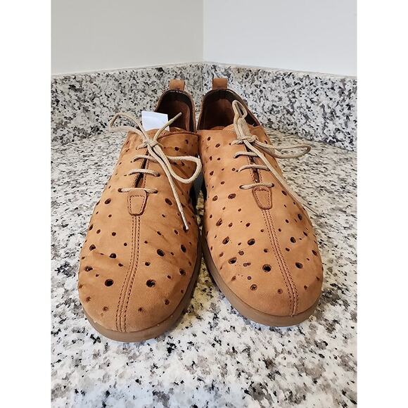 The Flexx Size 9 Lace Up Oxford Brown Perforated Leather Comfort 40.5 EU - Picture 1 of 7